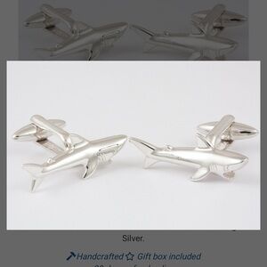 Stylish Sterling Silver handcrafted Shark Cufflinks .925